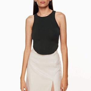 Wilfred Potion Tank Crew Neckline Black Stretch Curved Hemline Racerback XS